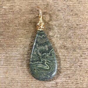 Swirled Green Jasper Necklace Pendant